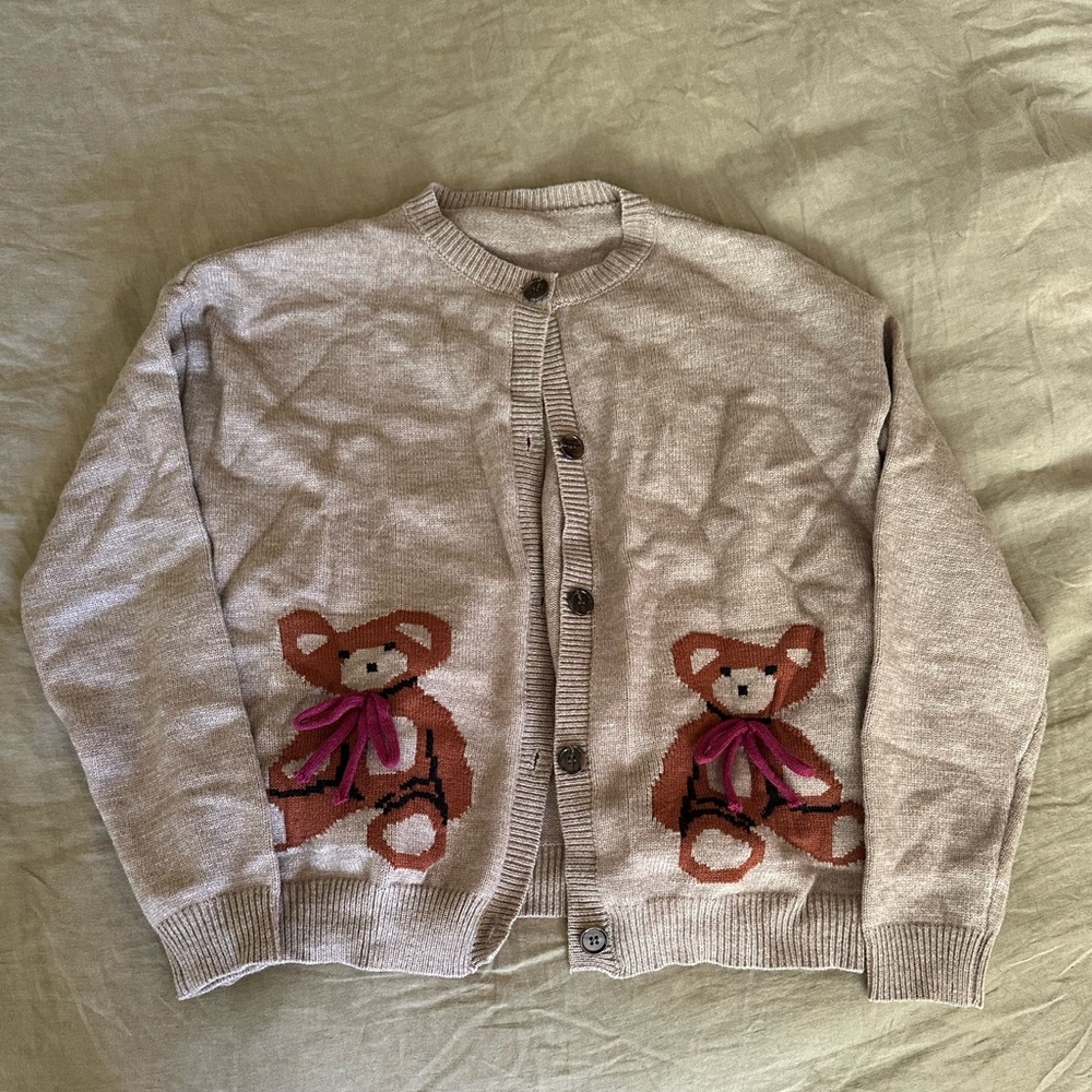 Cozy Beige Teddy Bear Cardigan